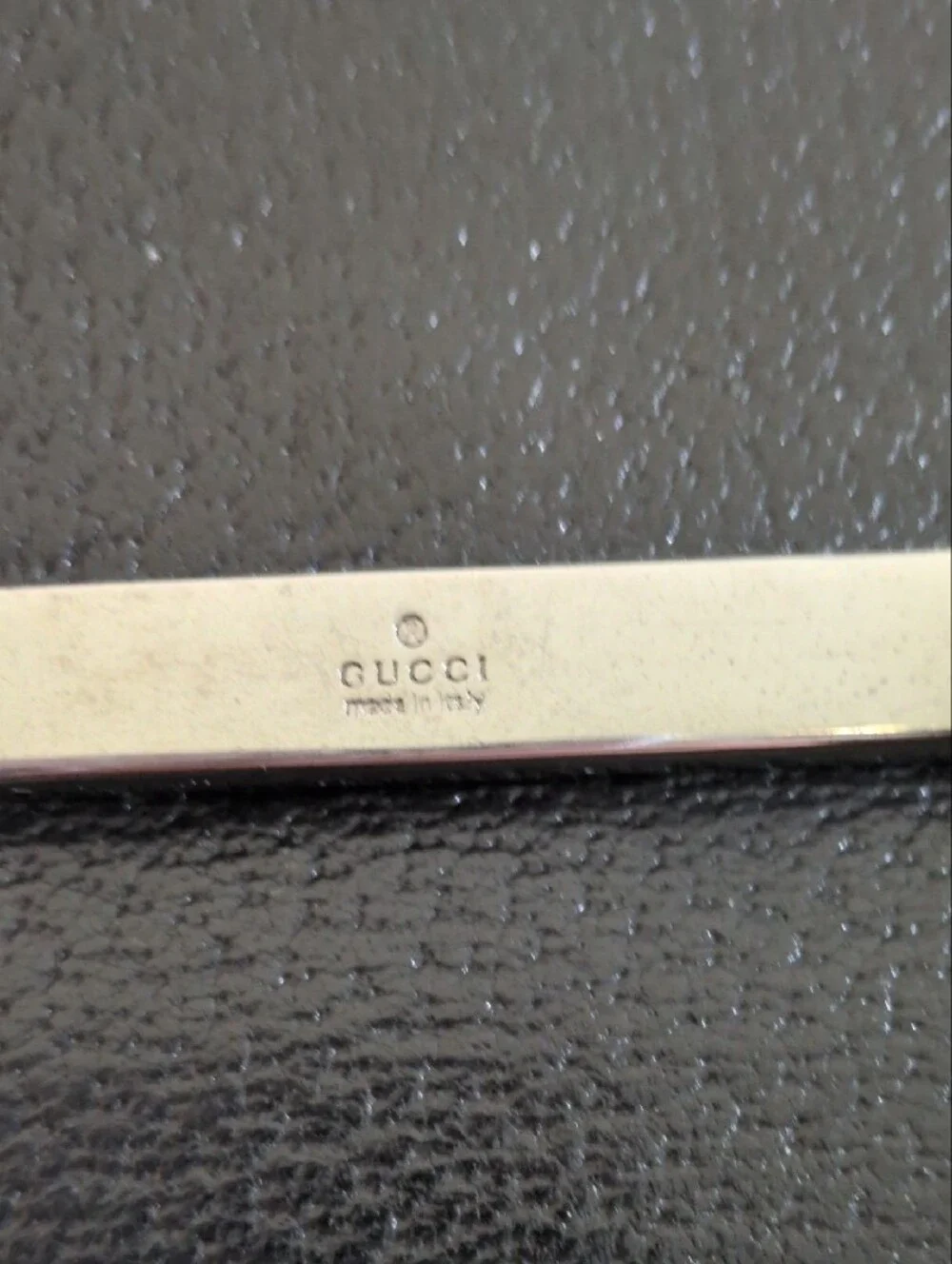 Gucci Vintage 1980s Black Leather Wallet with Silver Tone Bar